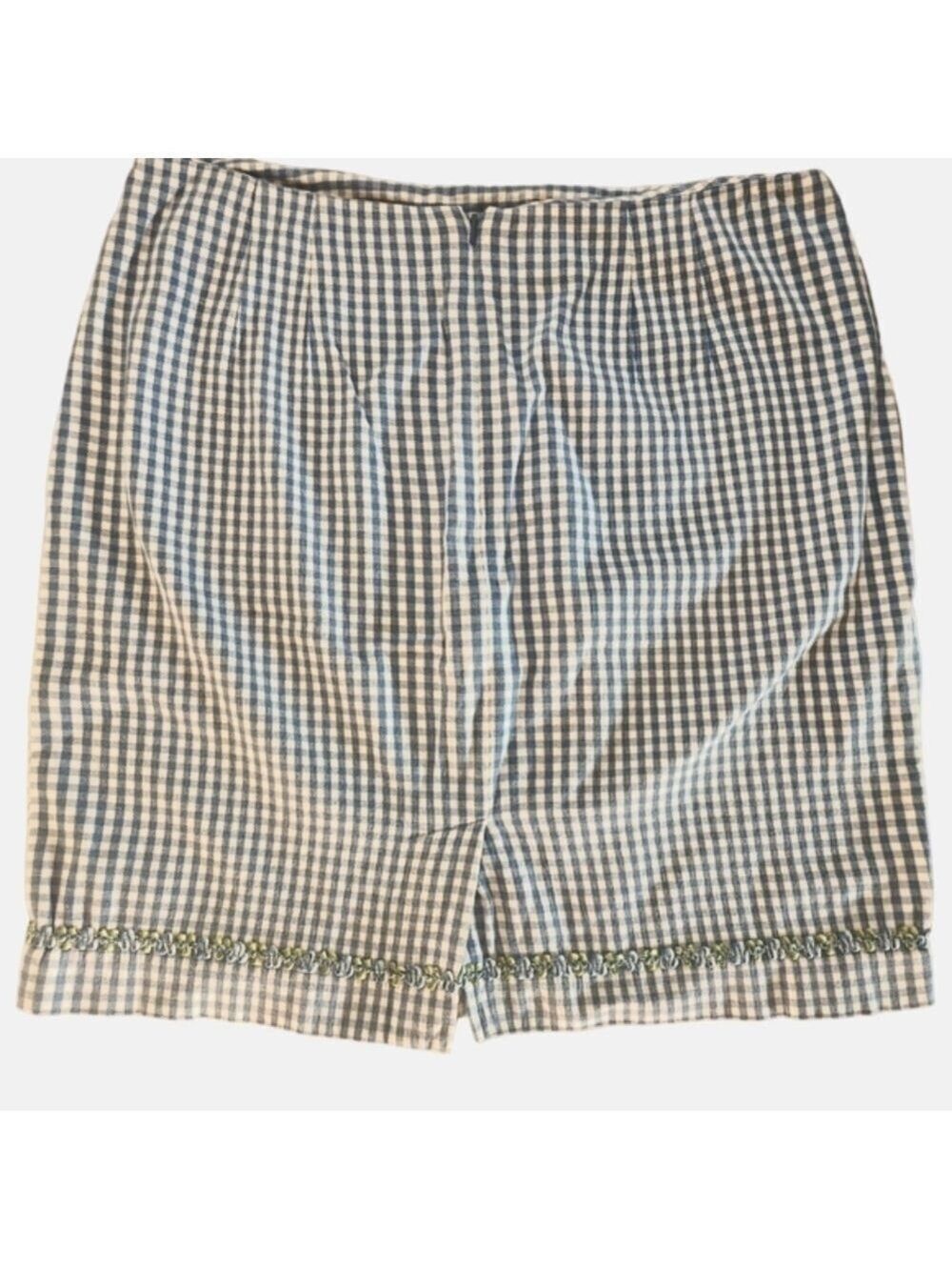Talbots Skirt 14P Gingham Plaid Blue White Stretch Cotton Stretch Spring! - Picture 11 of 13
